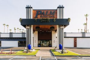 Palm Garden Hotel entrance to Conejo Ski Club & Sports meetings